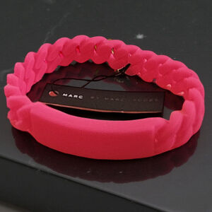 Marc Jacobs RARE Neon Knockout Pink Rubber Braided Bracelet